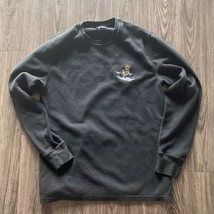 Polo Ralph Lauren Sleepwear Long Sleeve Shirt Size Large Black Dog Skiing